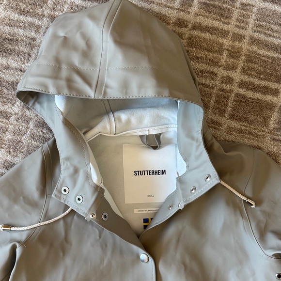 Stutterheim Mosebacke A-line raincoat light sand XXXS gray beige tan jacket - Picture 3 of 11